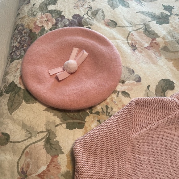 Girls Parisian Style Bow Tie Wool Beret - Picture 2 of 4